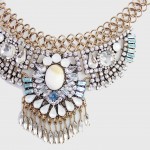 Howlite Marble Art Deco Crystal Fringe Statement Necklace